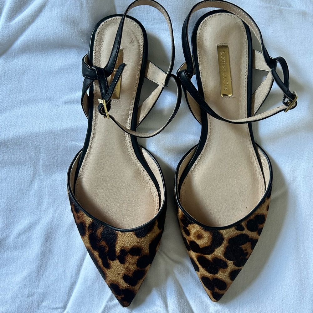 Louise et Cie Leopard Print Flats with ankle strap
